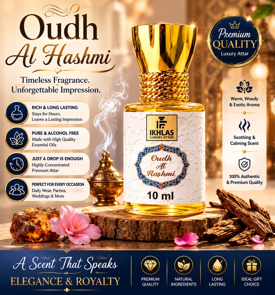Elegantra Oudh Al Hashmi Luxury Pure Attar Roll On (10ml) | Long Lasting Concentrated Non-Alcoholic Perfume Oil | Premium Traditional Arabic Oudh Attar for Men & Women (Pack of 1)
