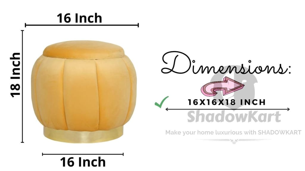 Shadowkart Pouffes Sitting Stool for Living Room, Make up Table Mudda Puffy Wooden Ottoman Stools, Pouffe Footstool, Poof for Room Decoration & Dressing Table, 16x16x18 Inch view 2