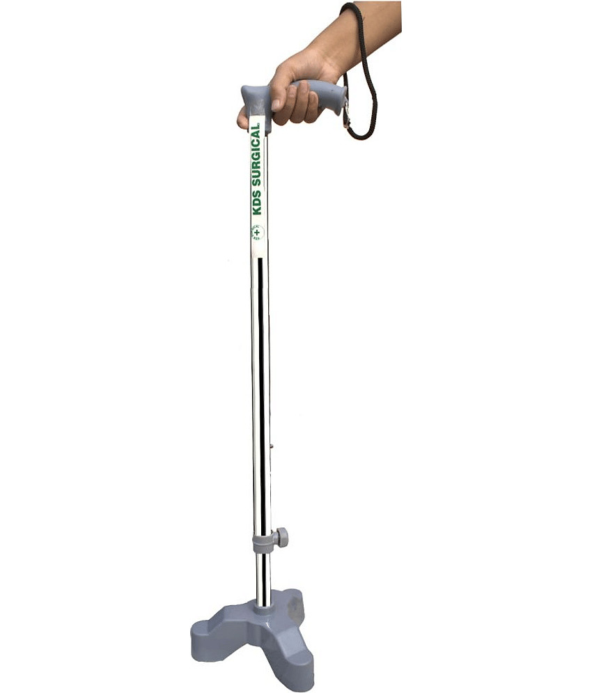 KDS SURGICAL 3 Leg Tripod Chrome Grey Dori Height Adjustable Steel Walking Sticks view 2