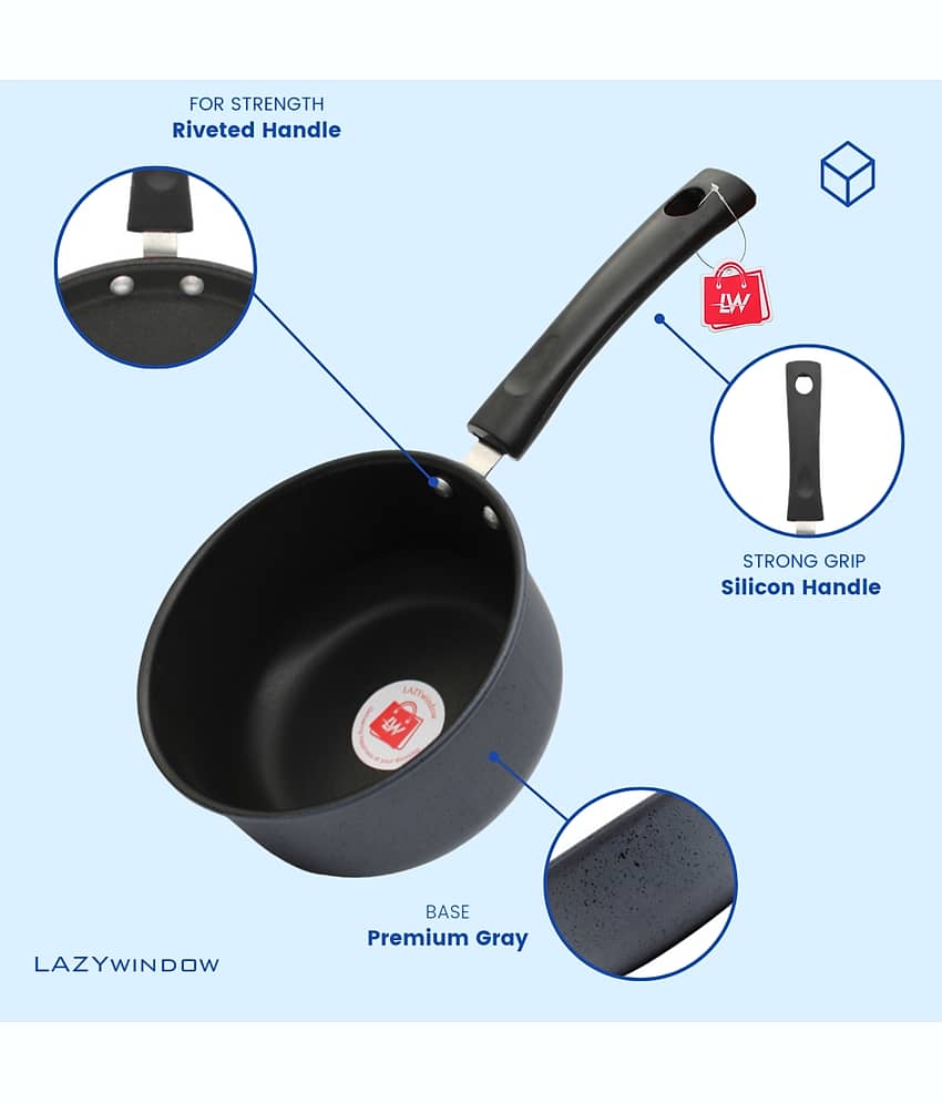 LAZYWINDOW Nonstick Souce Pan Hard Anodised Non-Stick Sauce Pan ( Pack of 2 ) view 2
