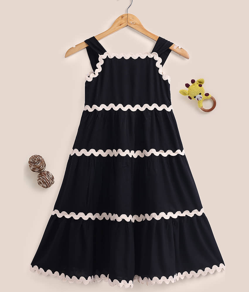 Lazy Shark Cotton Blend Dress For Girls ( Pack of 1 , Black ) view 2