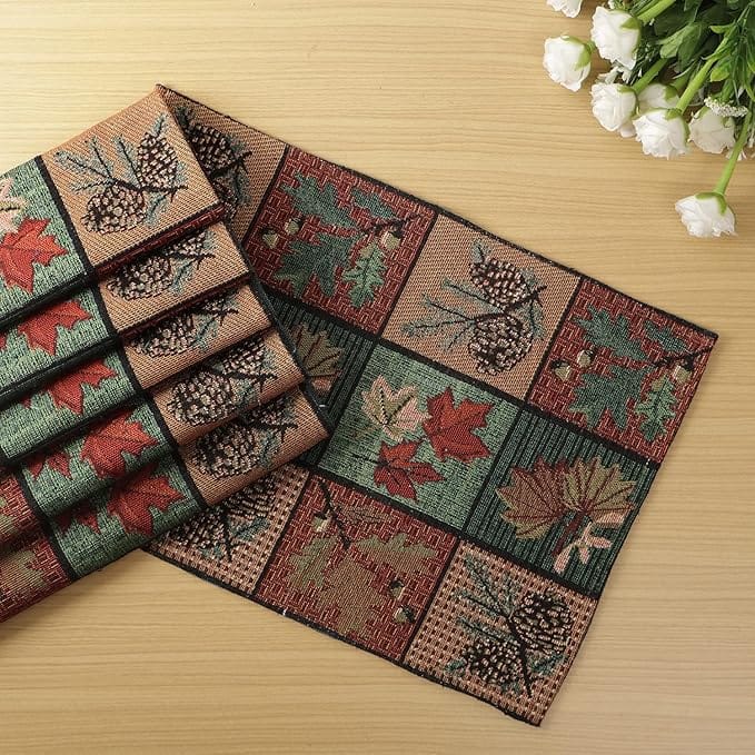 Set of 2 Thanksgiving Table Runners, 13" x 19", Fall Table Decor, Washable Polyester, Indoor & Outdoor Use view 2