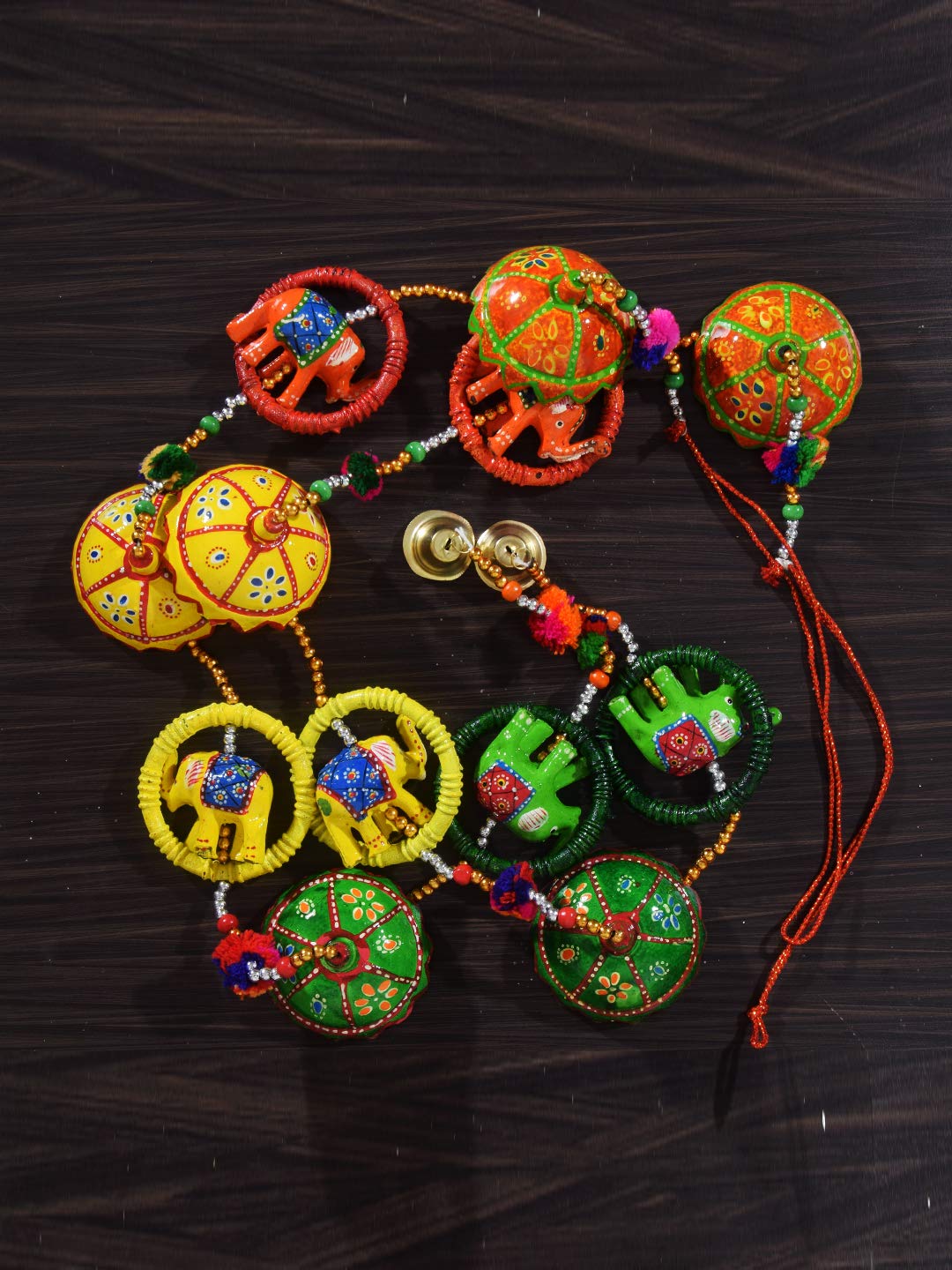DreamKraft 'Rajasthani' Elephant Ring with Umbrella Door Hangings Wall Art for Main Door/Living Room Home Decor(107 cm) - Set of 2 view 2