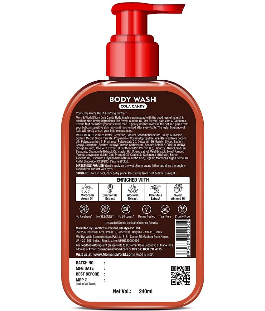 Mom & World Kidsy Cola Candy Body Wash No Tears, No SLS For KIDS, Dermatologically Tested, pH Balanced, 240 ml view 2