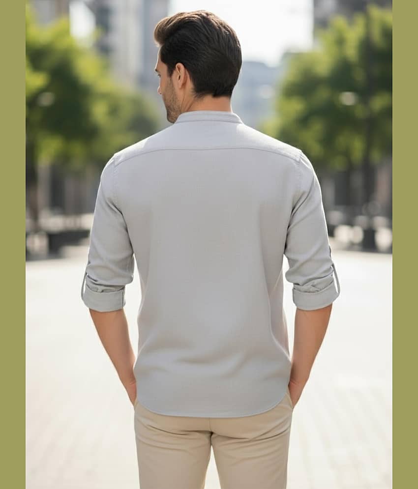 UNI VIBE Cotton Blend Plain Shirt Style Kurta For Men ( White ) view 2