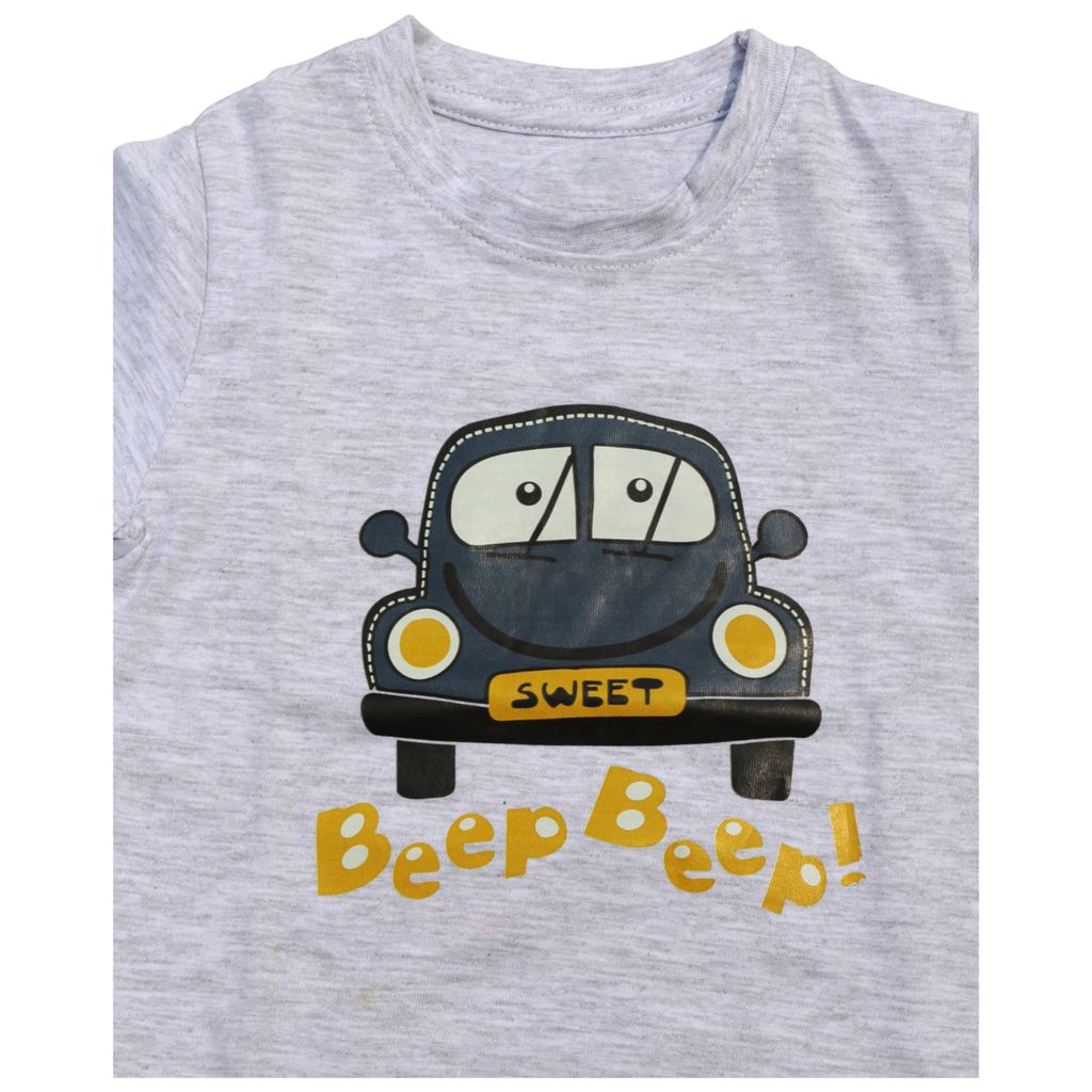 Baby Girl & Baby Boy Regular Fit | 100% Cotton | Short Sleeve Printed T-Shirt (Grey) view 2