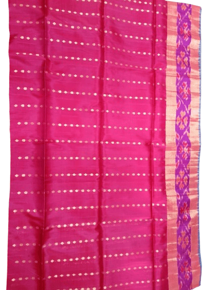 Pink and Blue Saree with Blouse Piece view 2