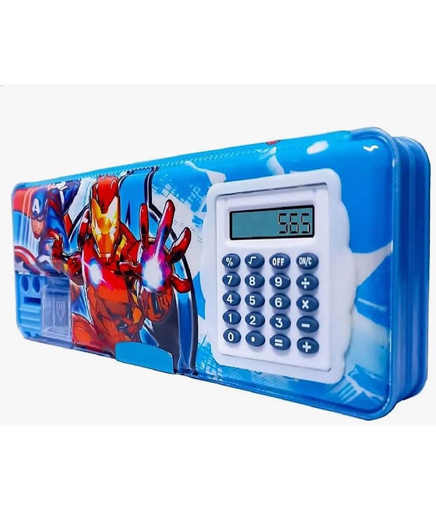 Magnetic Pencil Box with Calculator & Dual Sharpener for Kids for School Pack of 1 Assorted Color view 2