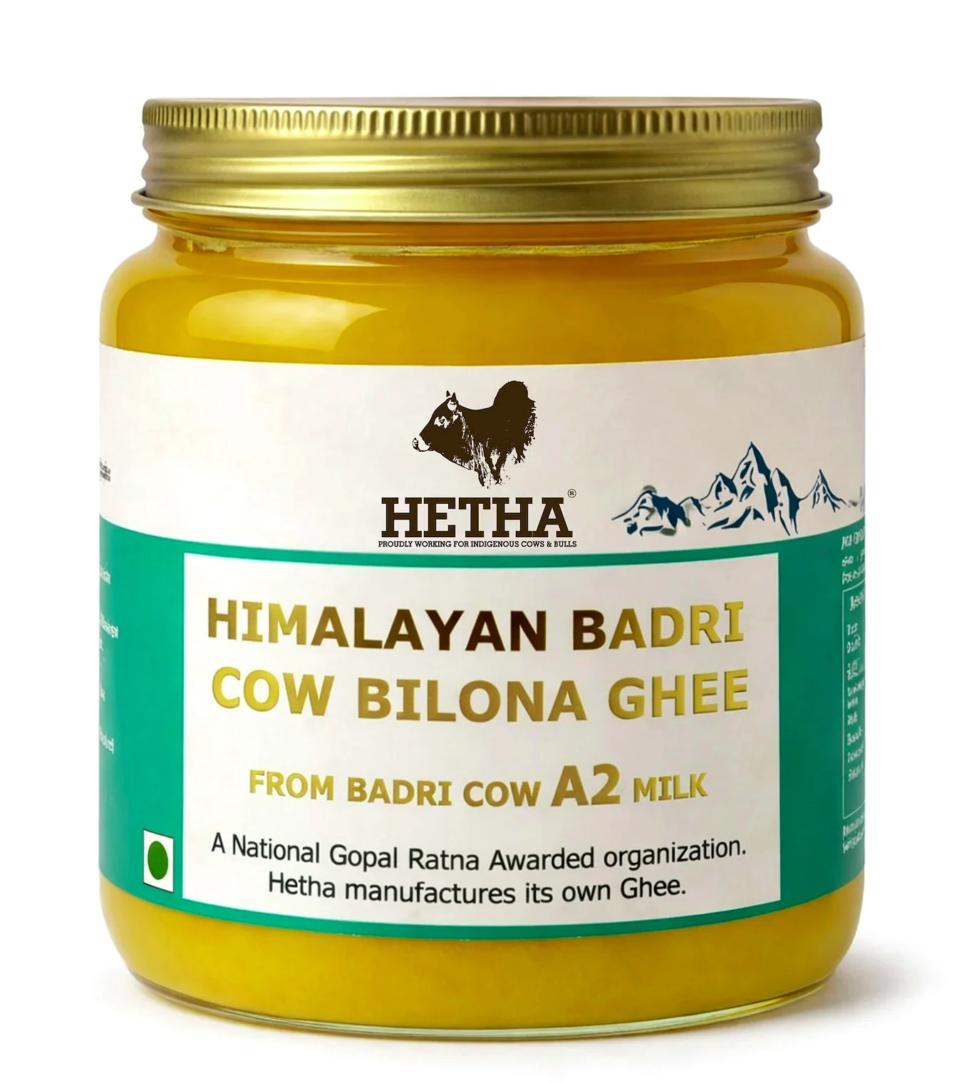 Himalayan Badri Cow A2 cultured Bilona Ghee / A2 Ghee (Size - 200 ml) by HETHA