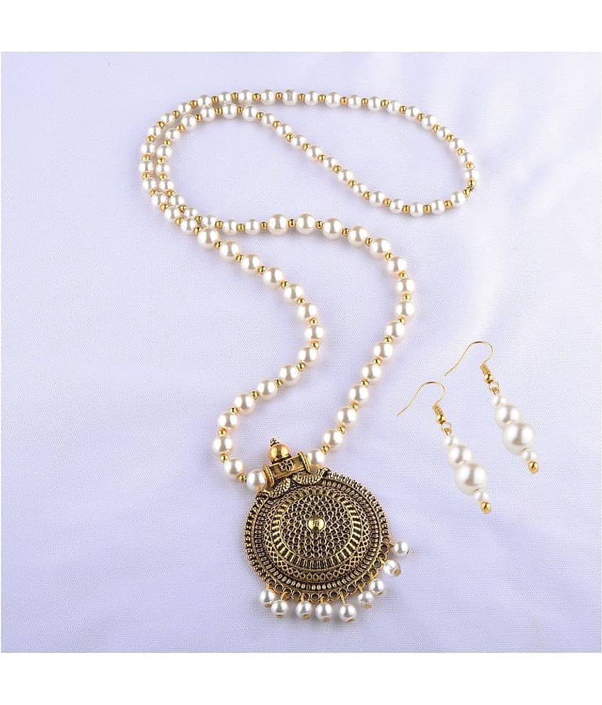 Silver Shine - White Pearls Necklace Set ( Pack of 1 ) view 2