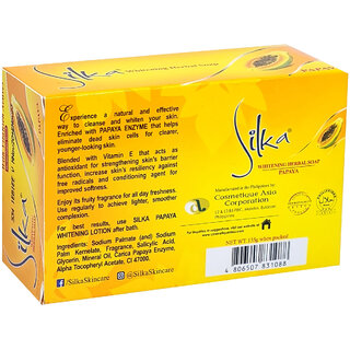 Silka Papaya Whitening Herbal Soap - 135g (Pack Of 6) view 2