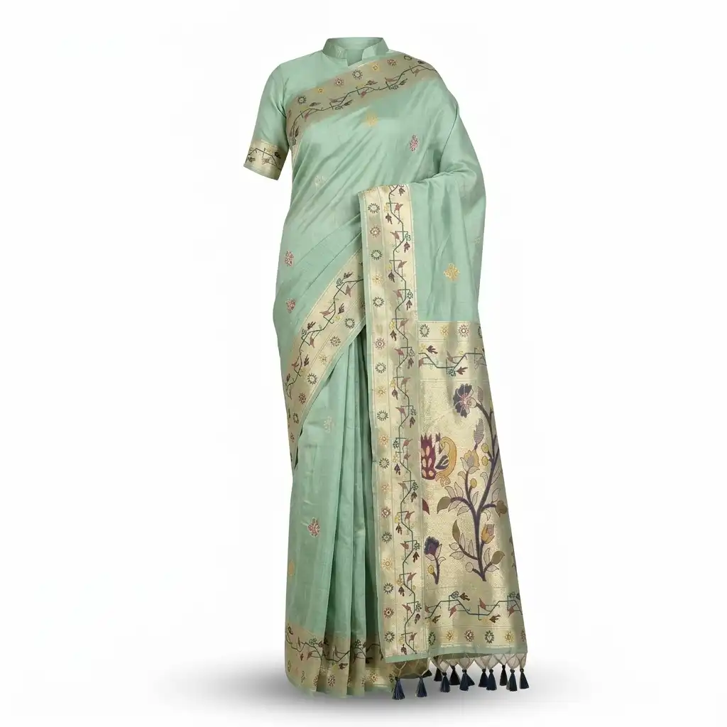 Fern Green Sambalpuri Saree view 2