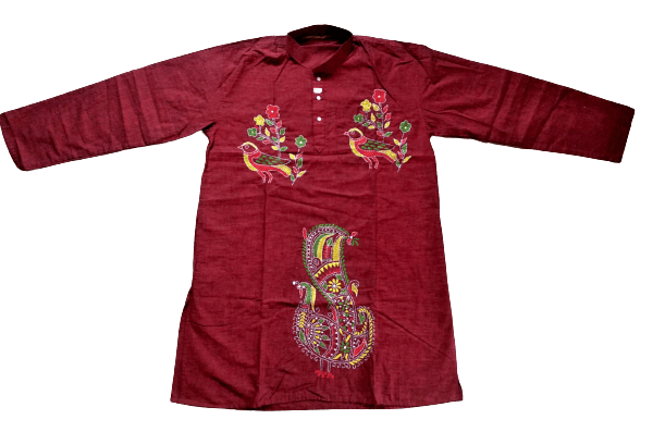 Classic Designed Kantha Stitched Pure Cotton Kurta for Men view 2
