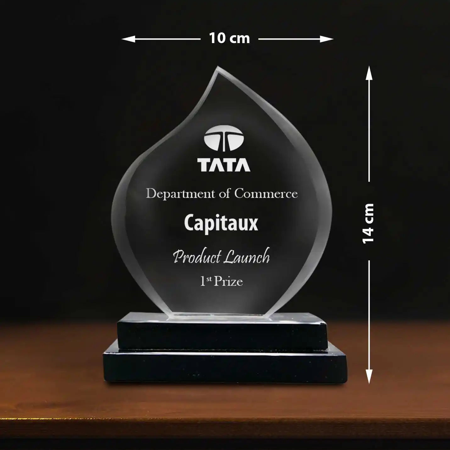 Presto Crystal Flame Award With Black Base ( 14 cm X 10 cm ) view 2