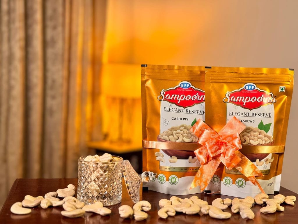 NFP SAMPOORNA Sampoorna Foods Elegant Reserve Organic Premium Cashew Nuts(Kaju) Unsalted Gluten Free Dry Fruit Healthy Snack Cashews(2x250g) view 2