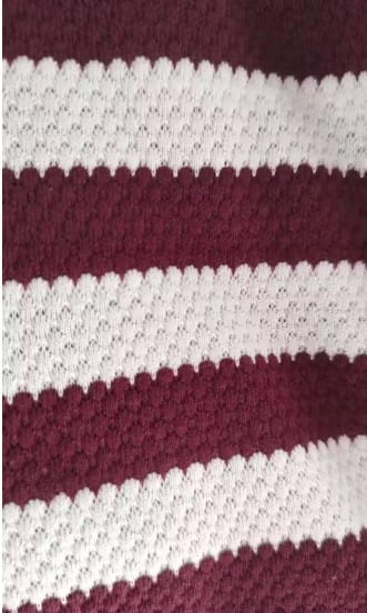 Handmade Striped Crochet Blanket - Burgundy & White view 2