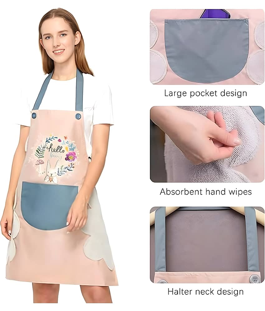 SARVASHVA TRENDS PVC Printed Kitchen Apron with 1 Center Pocket ( Pack of 2 ) view 2