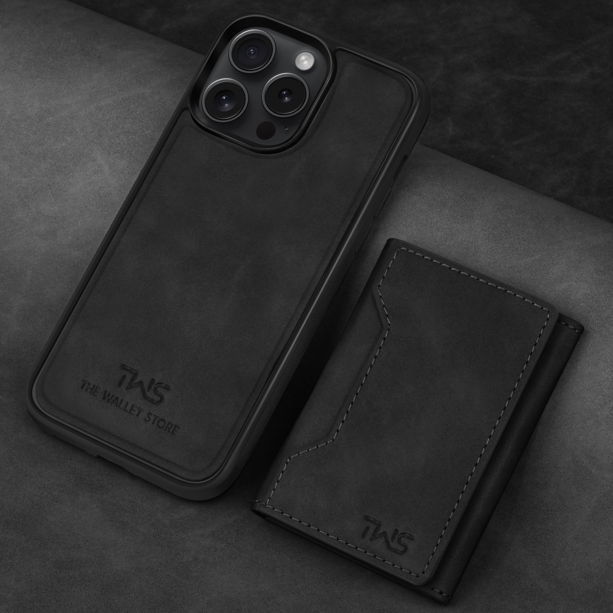 The Wallet Store Premium Leather iPhone Case Cover With Detachable Cardholder - Black - iPhone 13 Pro Max view 2