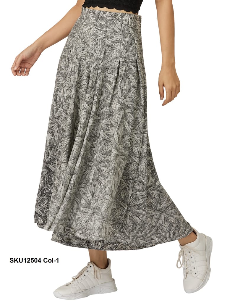 Women's Grey Printed Polyester Palazzo Pants view 2