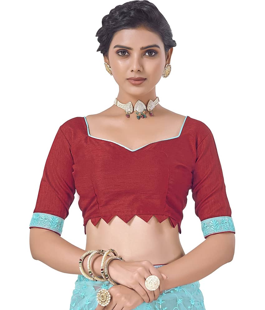 Sariya Net Embroidered Saree With Unstitched Blouse Piece ( Light Blue ) view 2