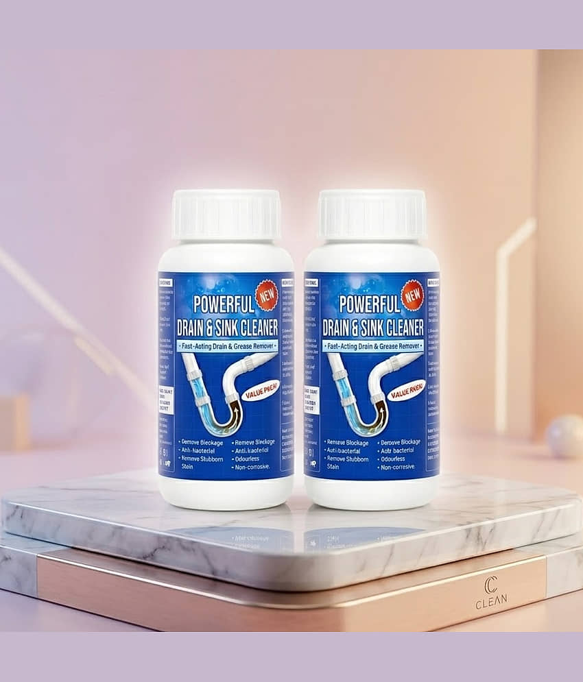2 pcs Sink & Drain Cleaner Powder | Powerful & Clog Remover Sink Cleaning Powder | Automatic Toilet Blockage Cleaner, Removes Clogs, Blockage in Washbasin, Septic Tank, Sinks, Pipes
