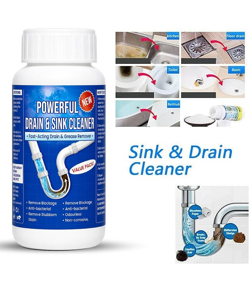 2 pcs Sink & Drain Cleaner Powder | Powerful & Clog Remover Sink Cleaning Powder | Automatic Toilet Blockage Cleaner, Removes Clogs, Blockage in Washbasin, Septic Tank, Sinks, Pipes view 2