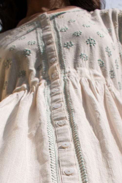 Avani Chikankari Off white Pure Cotton Sleeveless Dress view 2