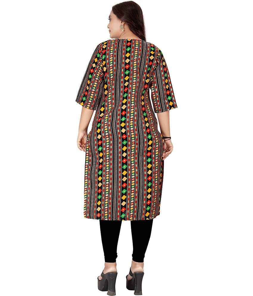 AMTHI Cotton Blend Printed Straight Women's Kurti - Pink ( Pack of 1 ) view 2