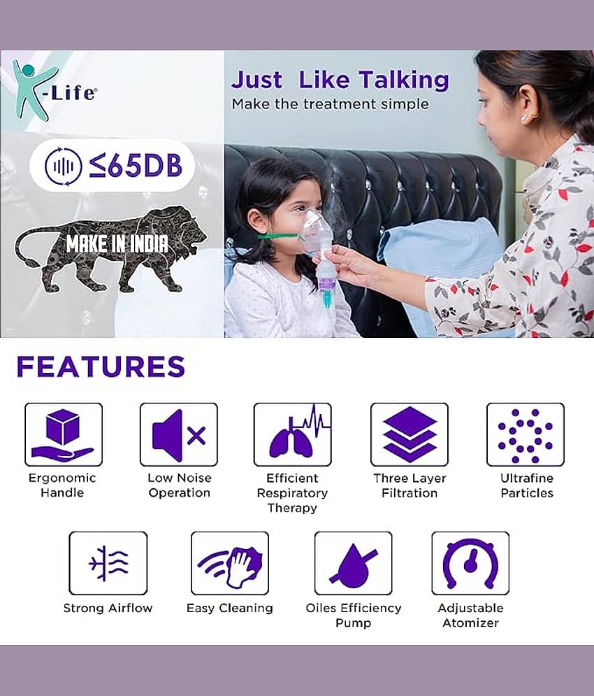 K-life 107 Steam Respiratory Machine Kit For Adults & kids Asthma Inhaler Patients Nebulizer (White) view 2