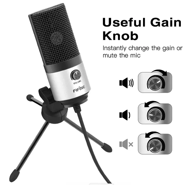 (Refurbished) Fifine K669S - USB Microphone Condenser (Silver) view 2