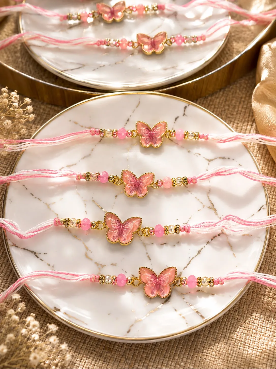 Pink Butterfly Charm Rakhi view 2
