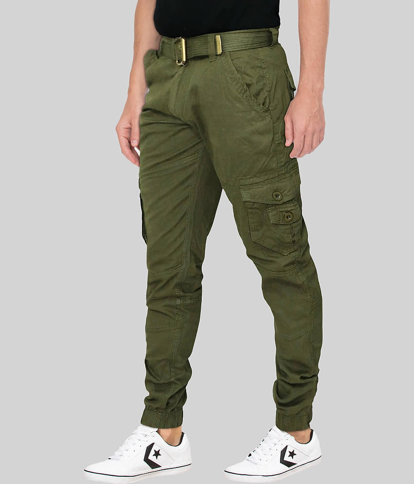 Urban Legends Regular Flat Men's Cargos - Dark Green ( Pack of 1 ) view 2
