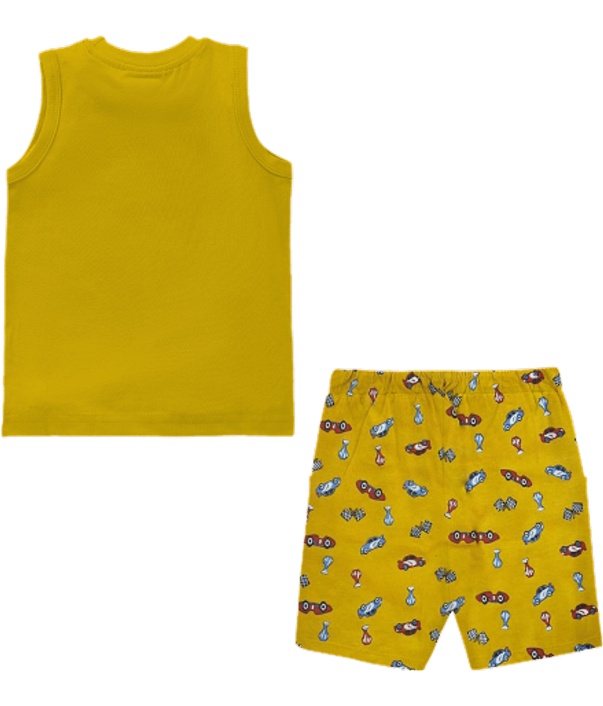 NammaBaby Pack of 1 Boys Cotton T-Shirt & Shorts Set ( Light Grey ) view 2