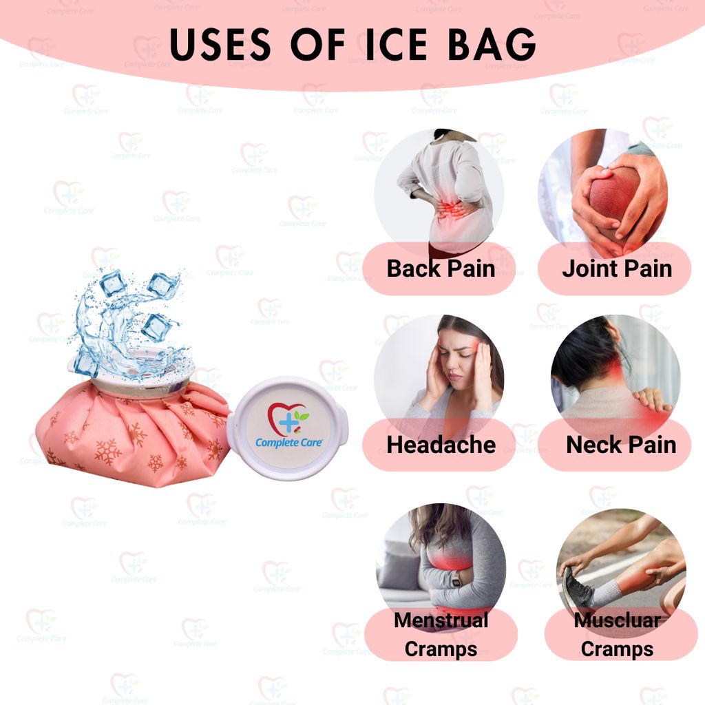 Complete Care Ice bag for Cold Therapy Pain Relief Injuries Cold Ice Pack for Knee Ankle and Back Closure Cold Water Bag, 6 Inch (Pink) view 2