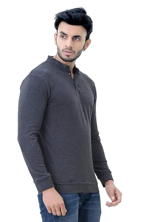 Grand STICTH Long Round Neck Men`S T Shirt Navy Blue view 2