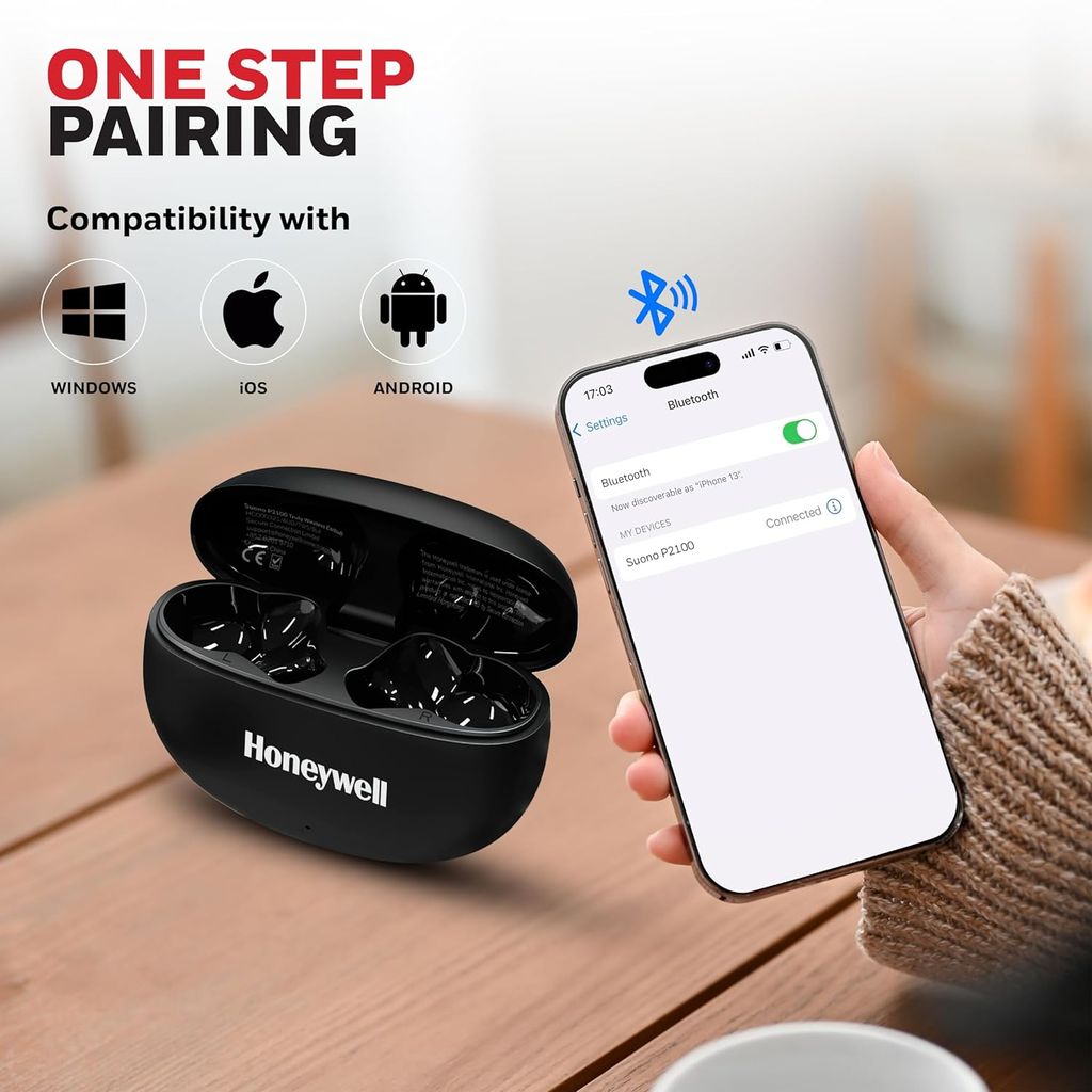 Honeywell Suono P2100 Bluetooth TWS Earbuds - black view 2