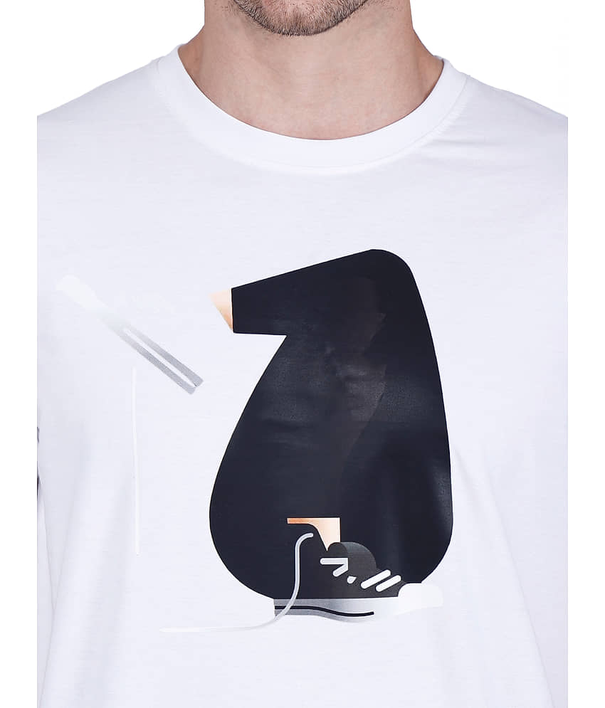 life dream Cotton Blend Regular Fit Printed Half Sleeves Men's Round T-Shirt - White ( Pack of 1 ) view 2