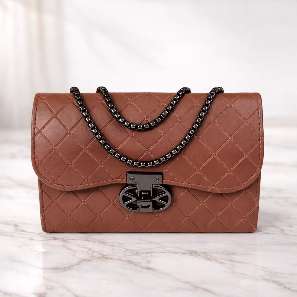 Quilted Design Sling Bag For Women | Chain Strap | Trendy Shoulder Bag view 2