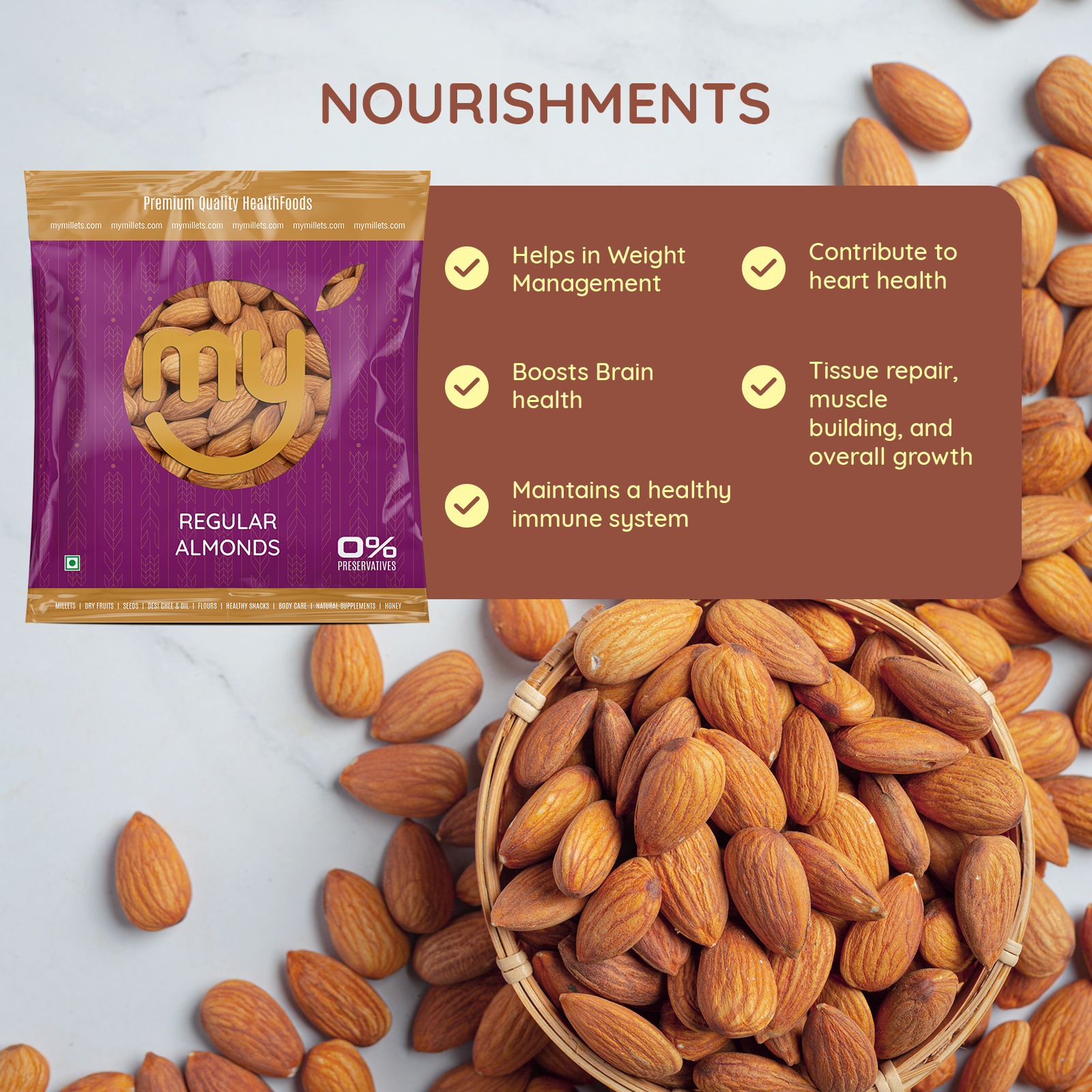 Almonds | Badam - Regular (California) view 2