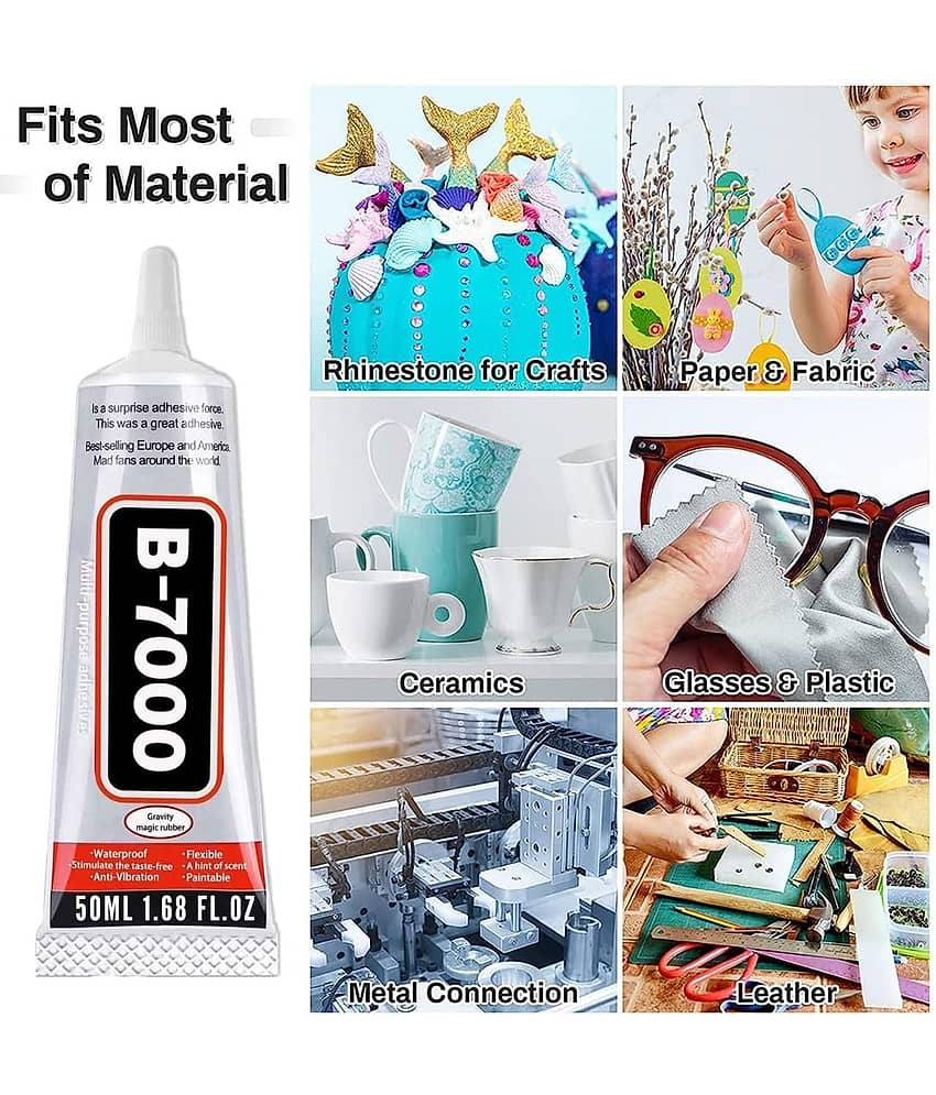B 7000 50ml Mobile Display Resin Black Glue, Multipurpose Fabric Glue, Mobile Glue for Screen Repairing, Glue drops for Jewelry, Shoes, Art and Crafts. (Transparent) view 2