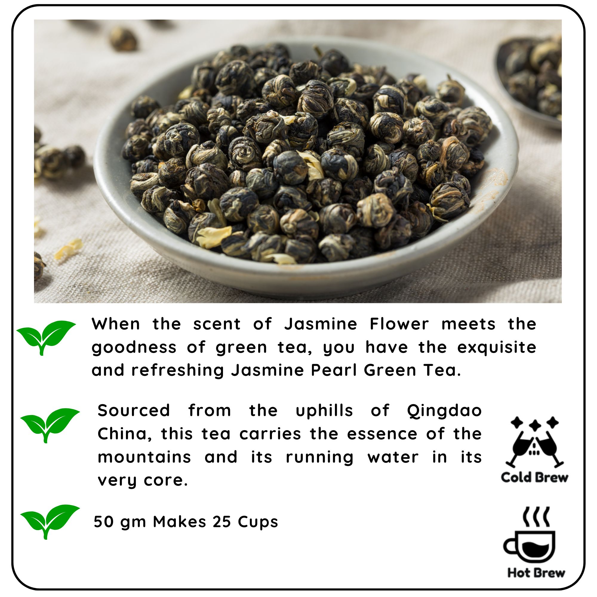 CALMING Jasmine Pearl Green Leaf view 2
