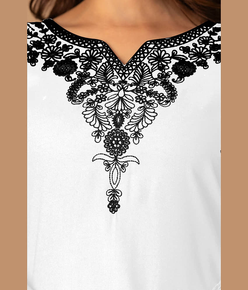 Kapadia Women's Rayon Regular Top ( White ) view 2