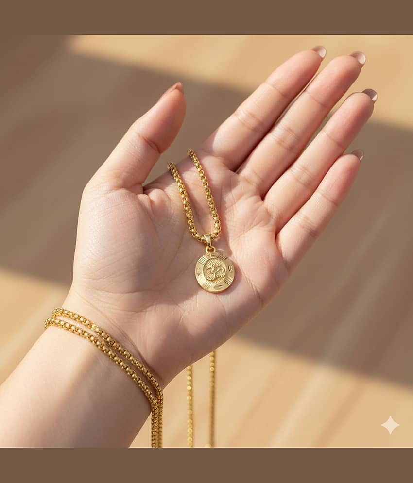 Charms Gold Religious Pendant With Chain ( Pack of 1 ) view 2