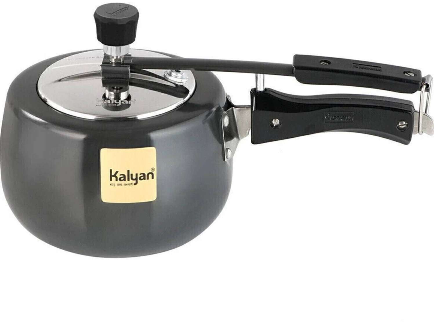 Kalyan Belly Induction Base Hard Anodised, Aluminium Pressure cooker (Innerlid, Steel Lid, Gold) - 2 Litre