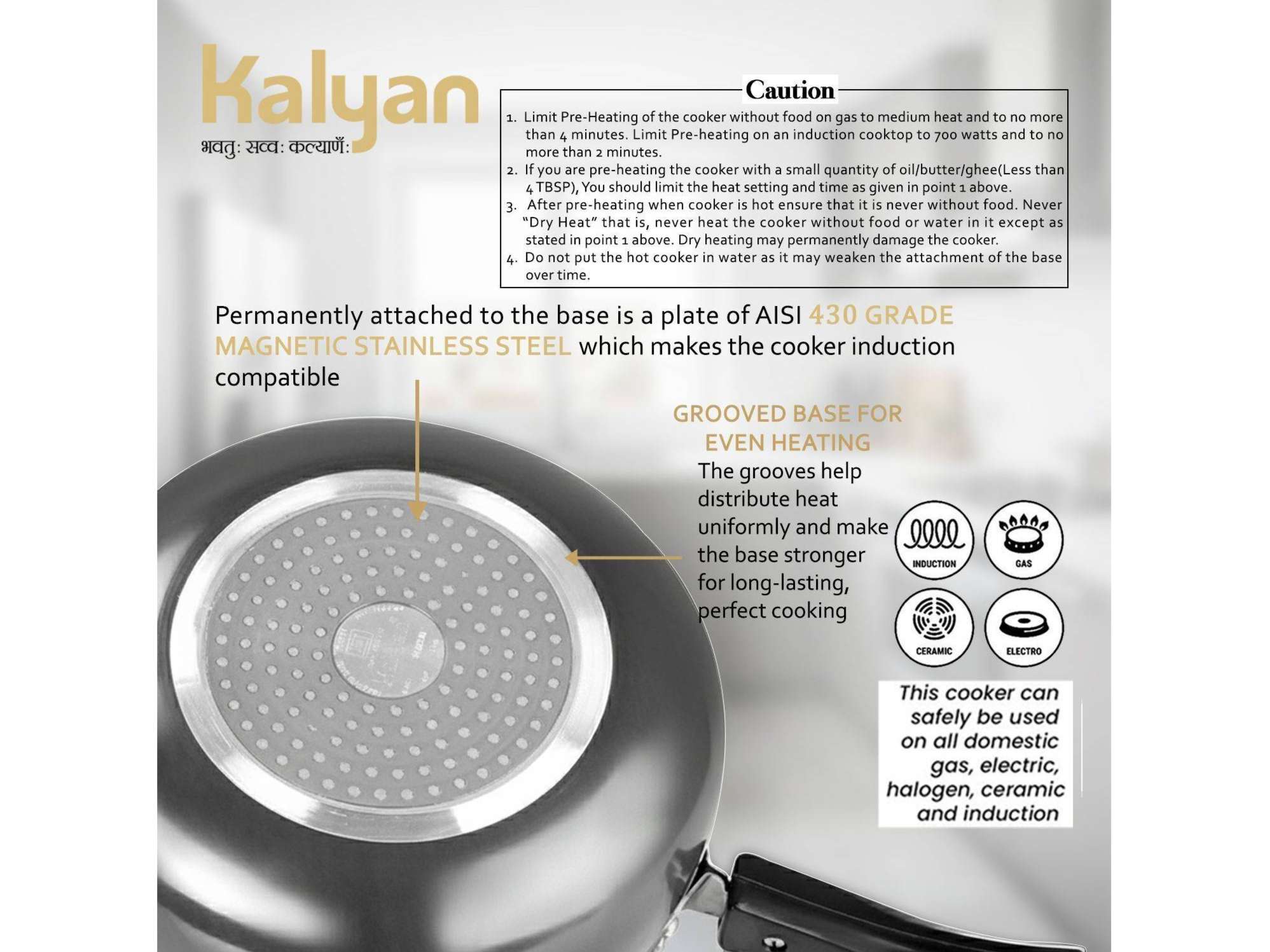 Kalyan Belly Induction Base Hard Anodised, Aluminium Pressure cooker (Innerlid, Steel Lid, Gold) - 2 Litre view 2
