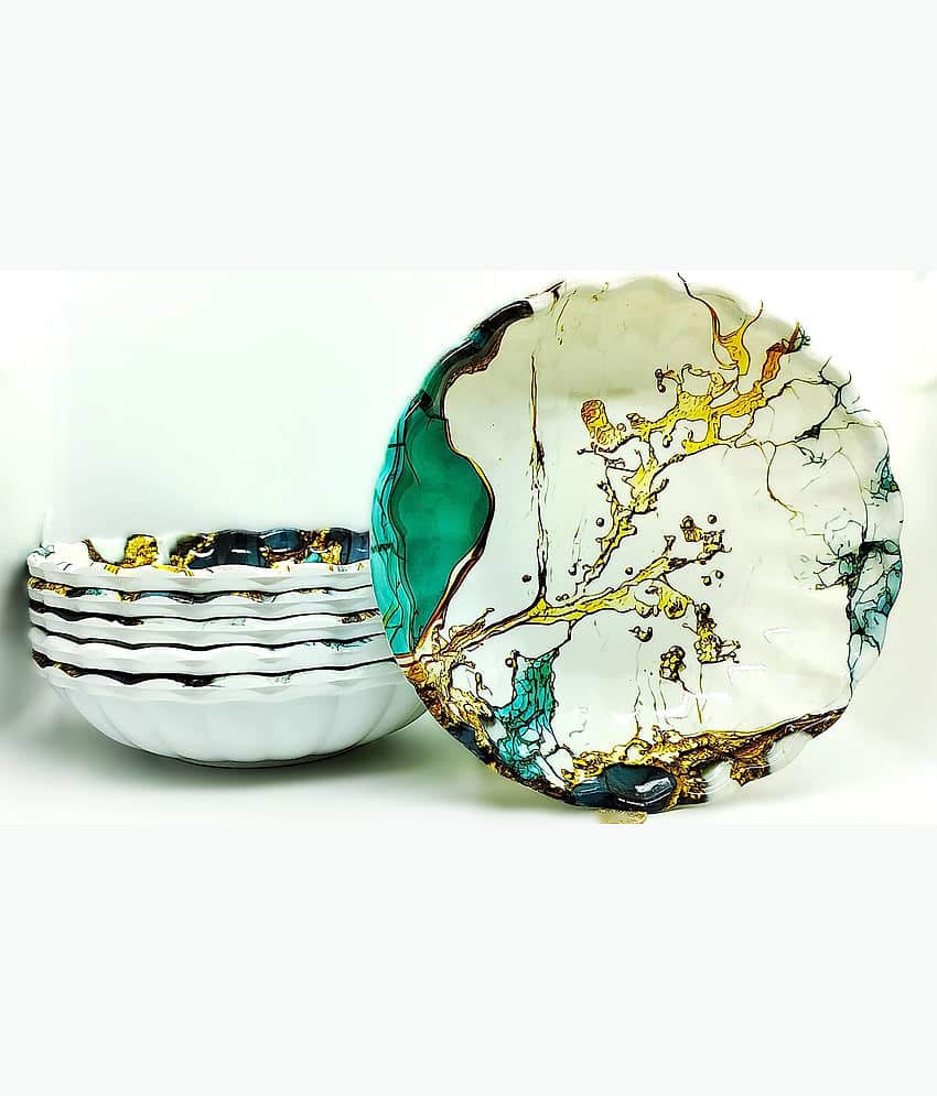 Laserbot MICROWAVE SAFE Melamine Printed Fruit Bowl 14 cm ( Set of 6 ) Light Blue