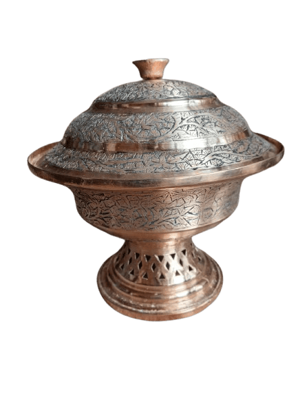 Handcrafted Copper Bowl with Lid - Decorative Metal Bowl for Home Decor and Gifting view 2