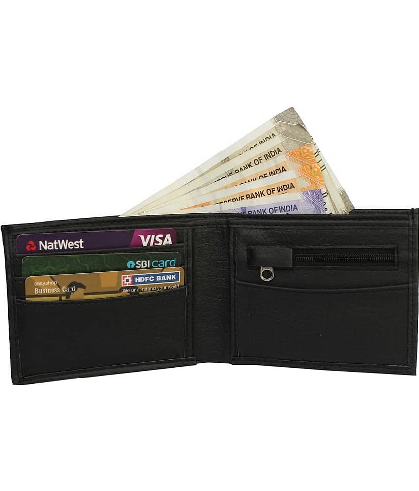 Hide&Sleek - Black Leather Men's Two Fold Wallet ( Pack of 1 ) view 2