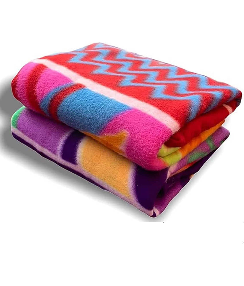 Wholesale india Fleece Floral Single Bed Blanket ( 220 cm x 150 cm ) - Multi ( Pack of 2 ) Assorted view 2