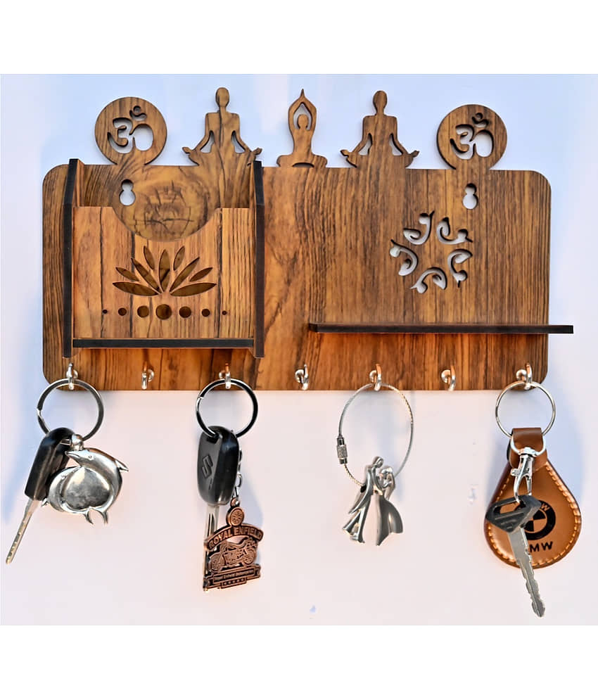 Arpita Crafts Brown Wood Key Holder - Pack of 1